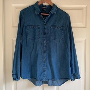 Eddie Bauer Chambray denim button up shirt